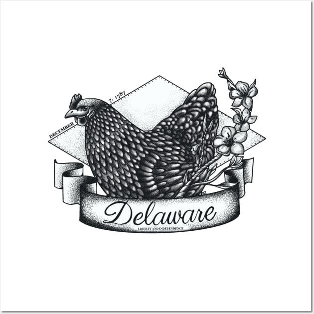 Delaware State Bird and Flower Wall Art by Juliet & Gin